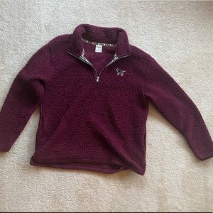 Burgundy PINK Sherpa quarter-zip